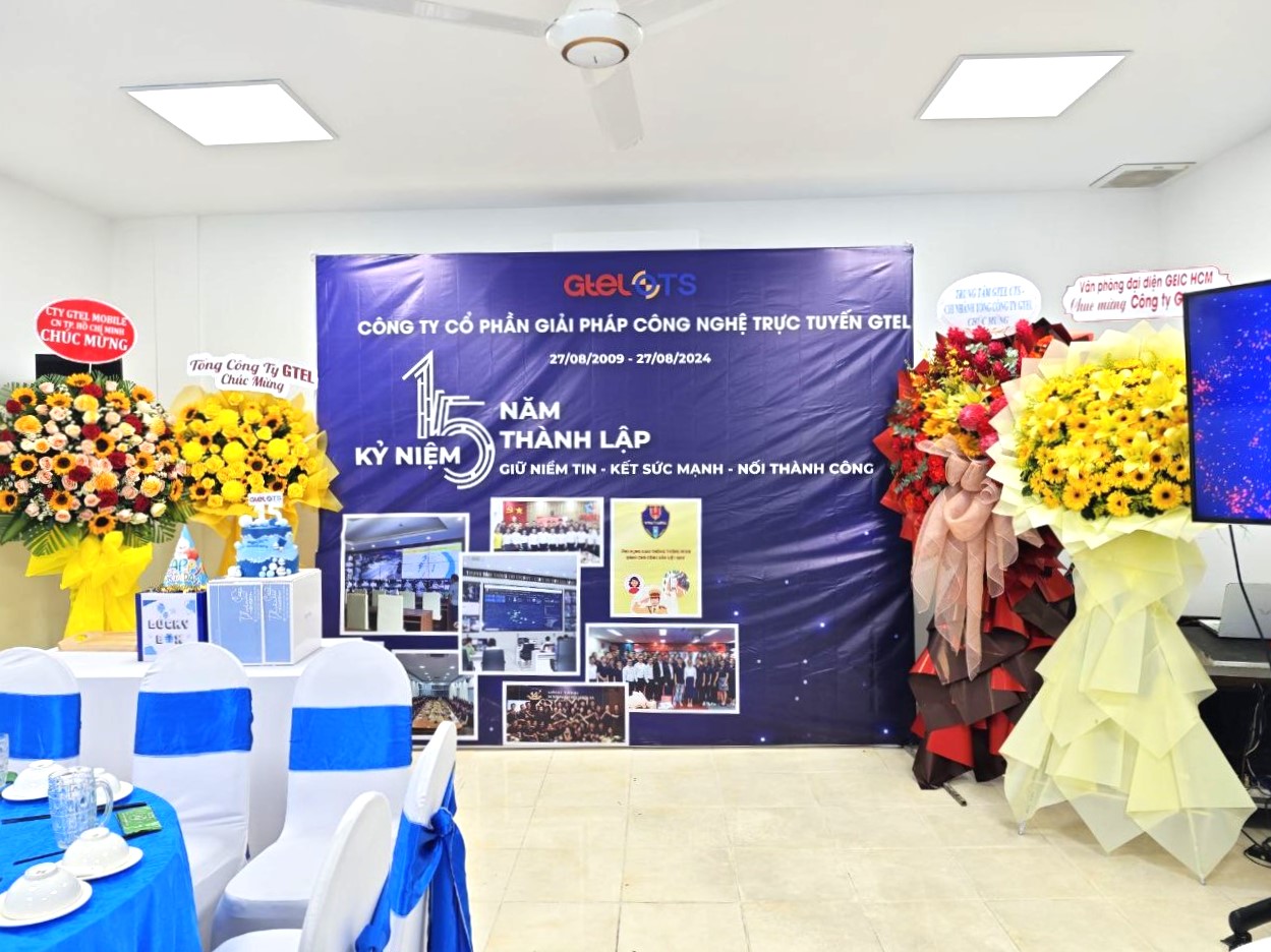 KỶ NIỆM 15 NĂM THÀNH LẬP CÔNG TY CỔ PHẦN GIẢI PHÁP CÔNG NGHỆ TRỰC TUYẾN GTEL (27/08/2009 - 27 /08/2024)